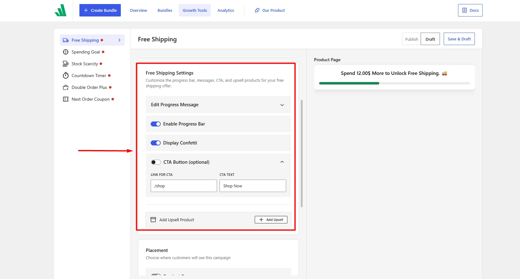 free shipping additional settings