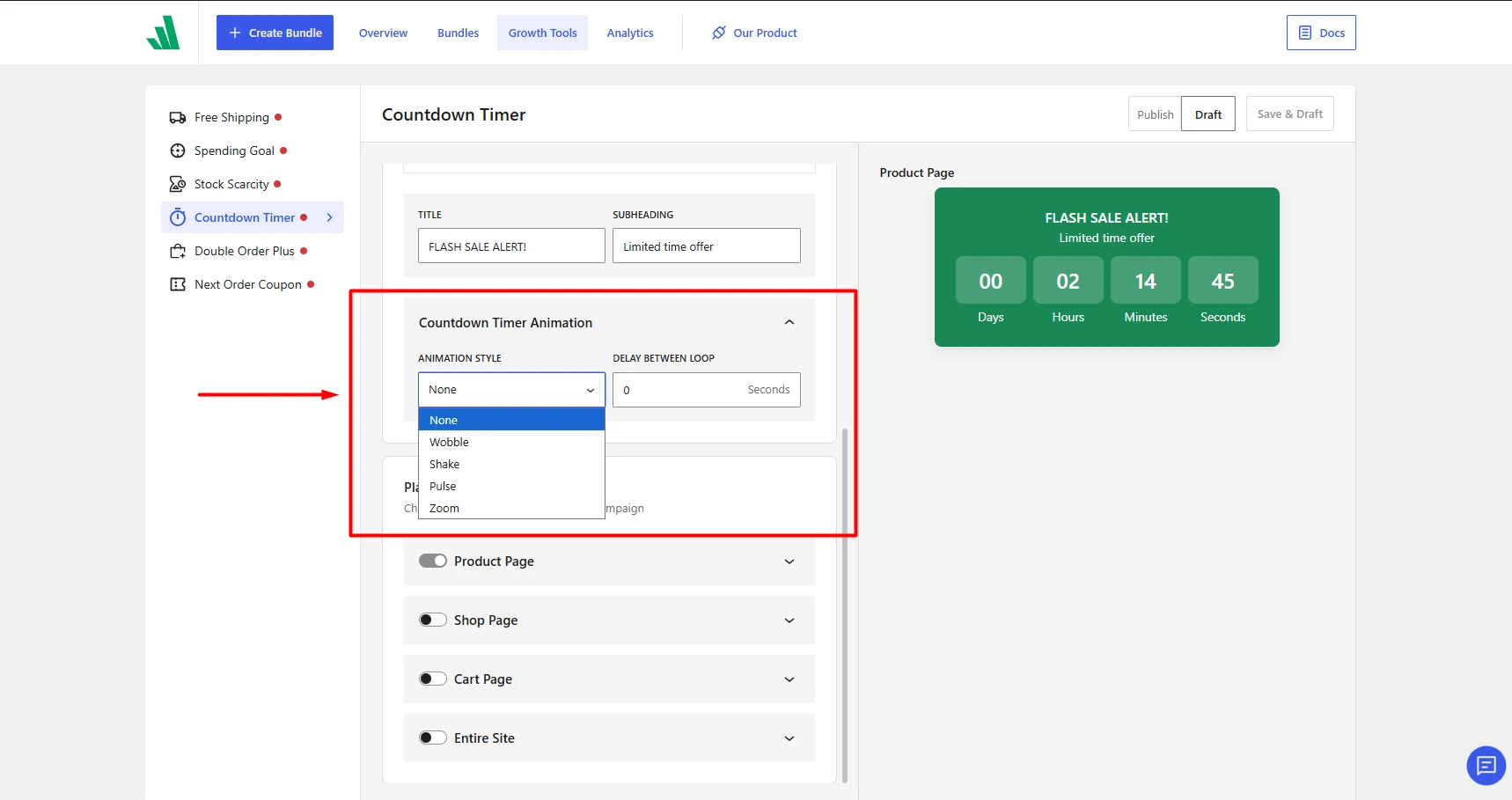 setting up countdown timer animation