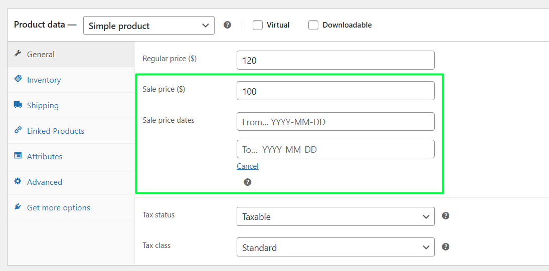 sale schedule without plugin