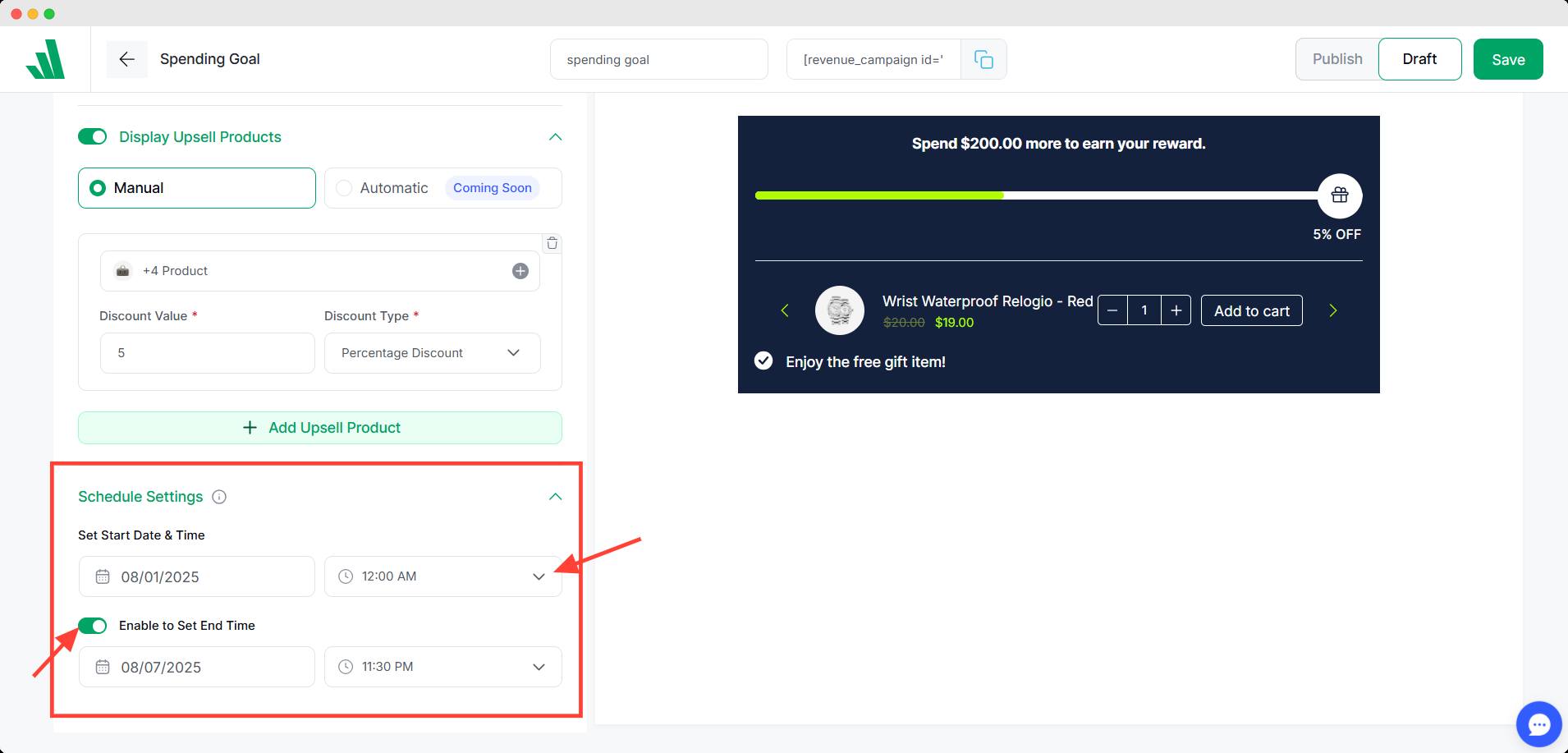 Scheduling Settings