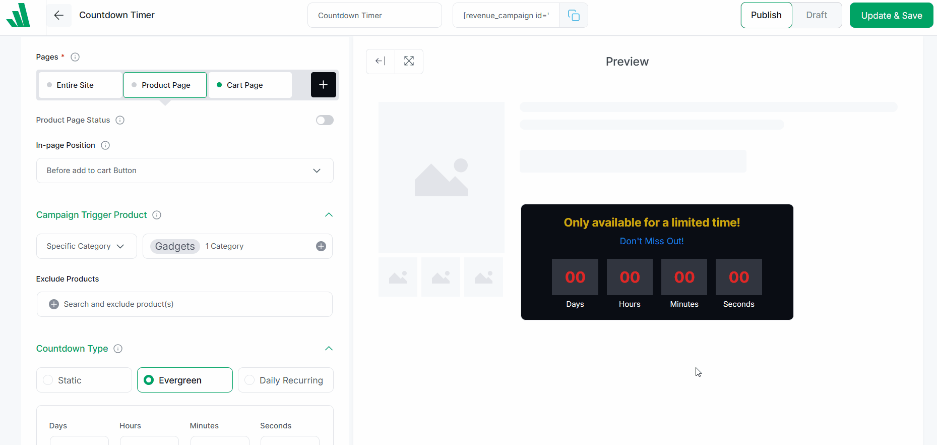 customize color, spacing, animation for the countdown timer