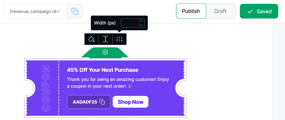 Changing the Design of the Next Order Coupon