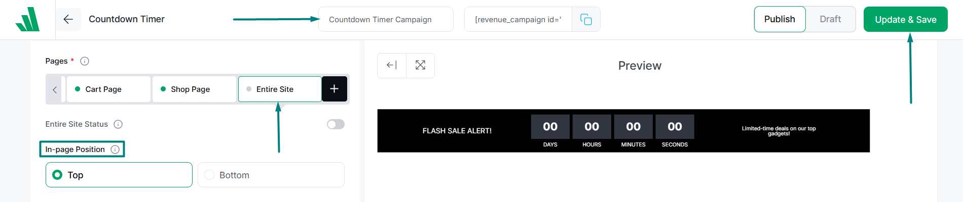 Countdown Timer Page Setup for Entire Site