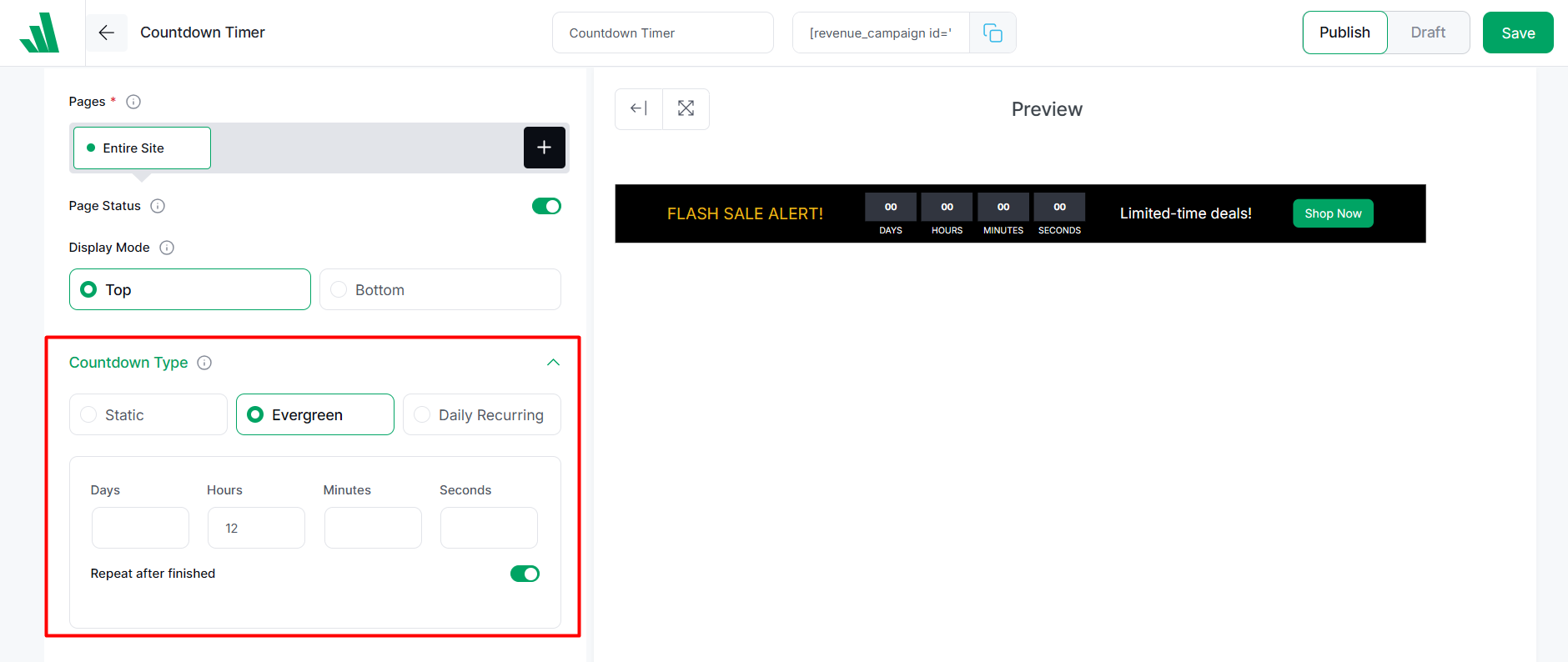 evergreen countdown timer in WooCommerce