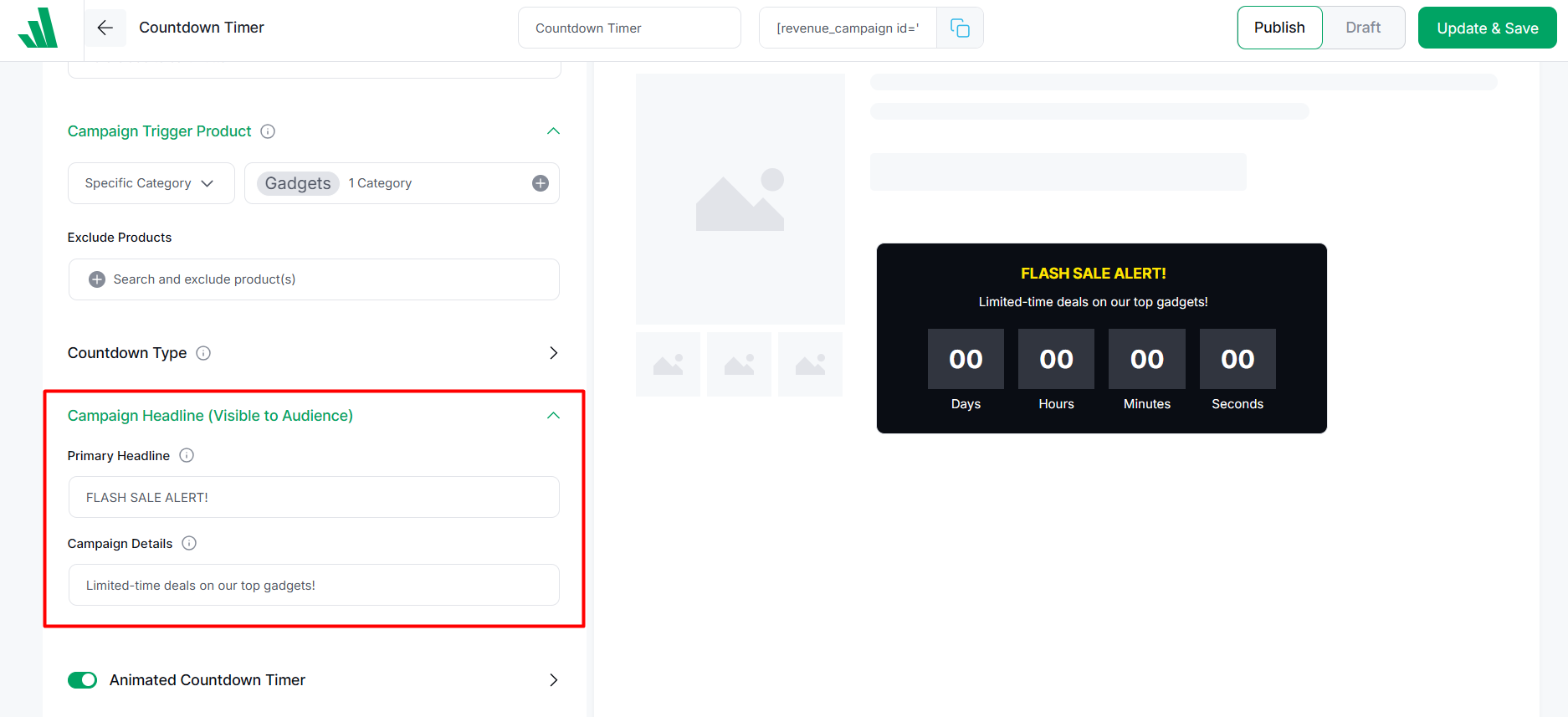 set custom text for the timer