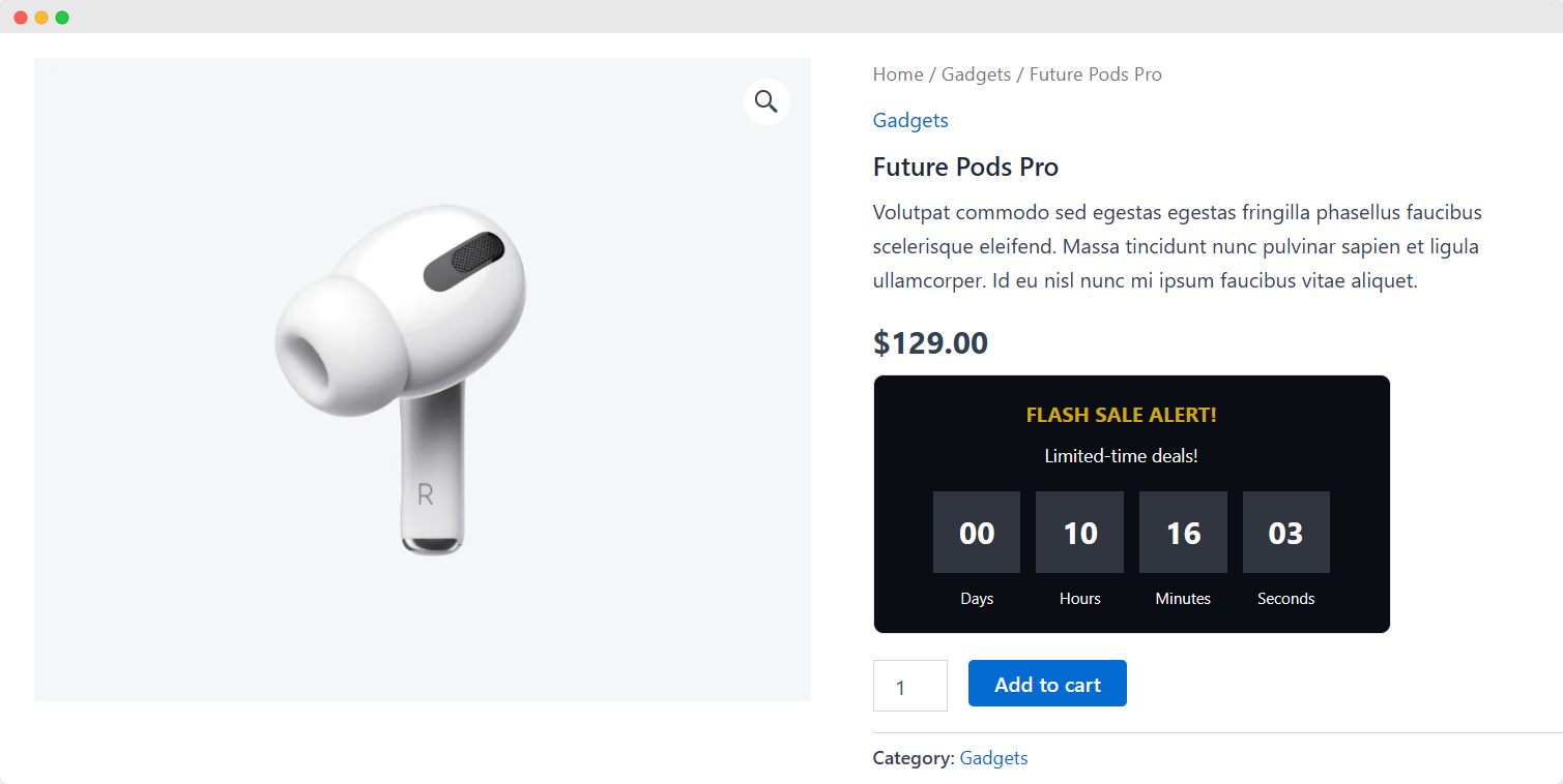 showing sales countdown timer using a plugin
