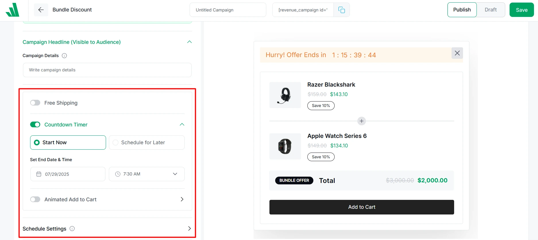 conversion focused features for product bundles