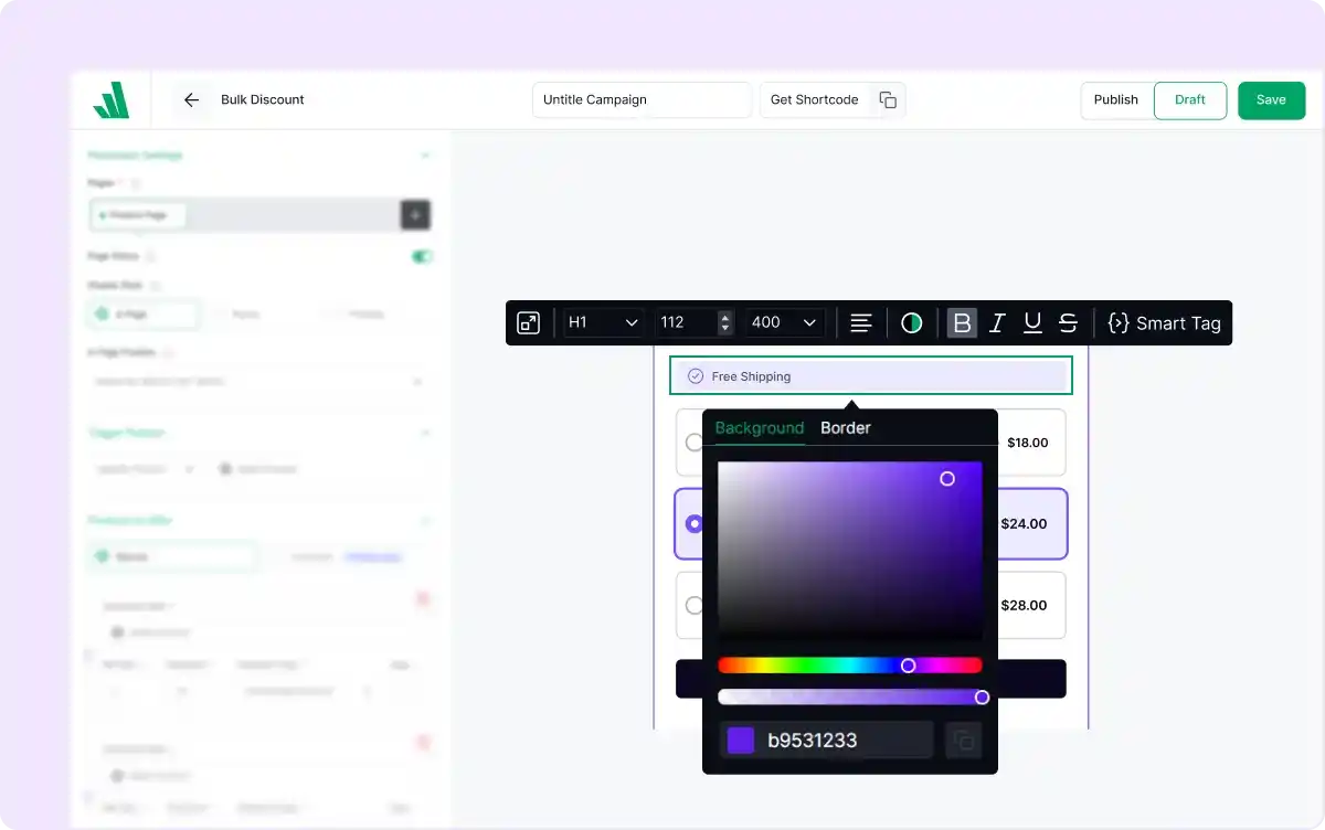Customization options for the bulk discount campaign.