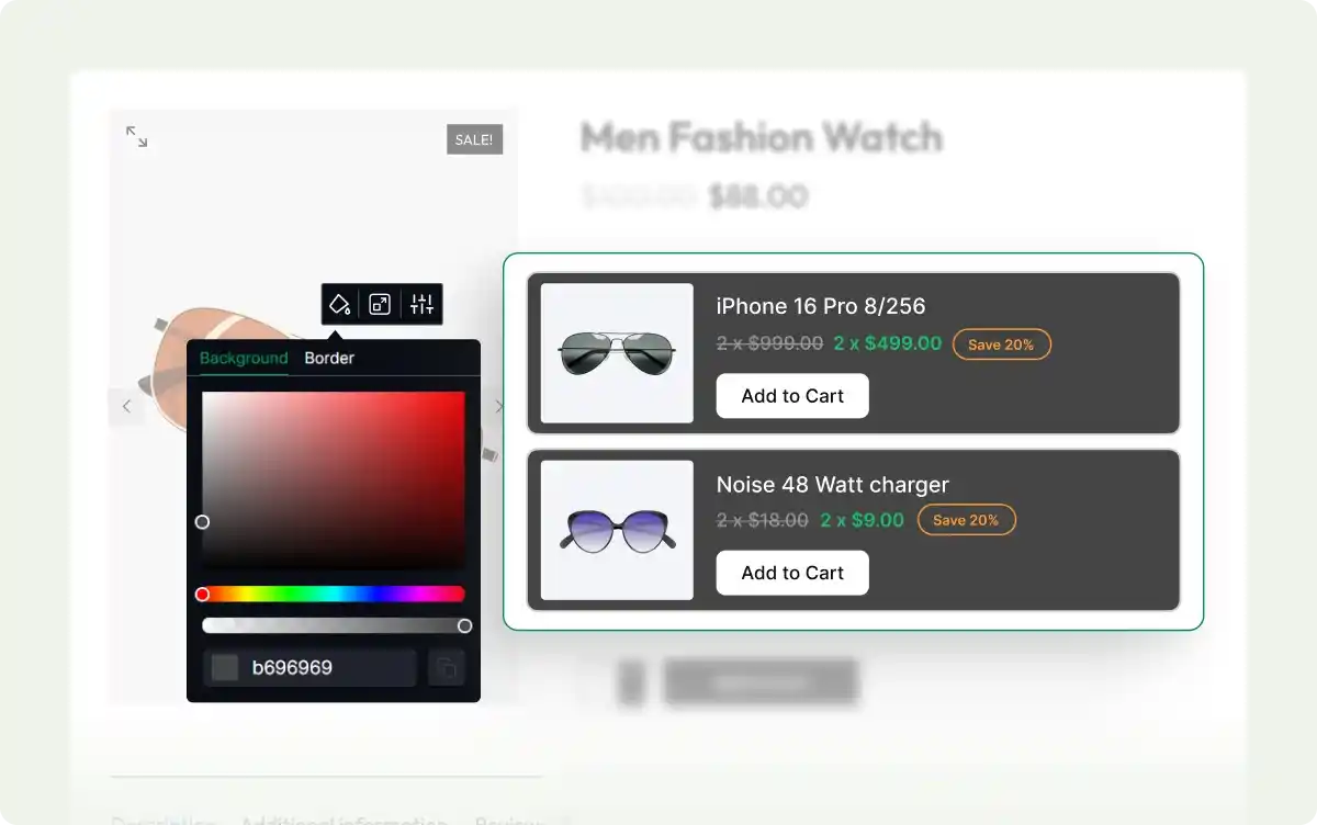 Customizing the discount campaign with available options.