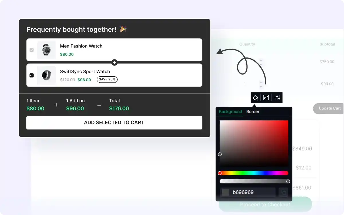 Customization Options for Frequently Bought Together