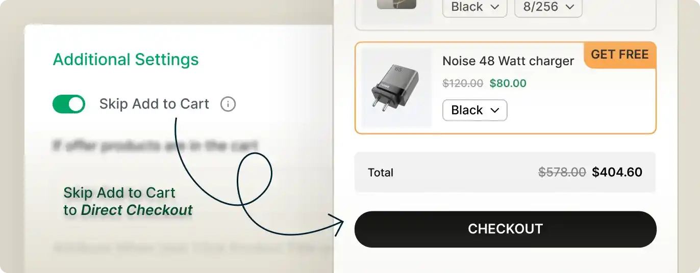 Skip Checkout Option of WowRevenue that Sends Customers Directly to the Checkout Page.