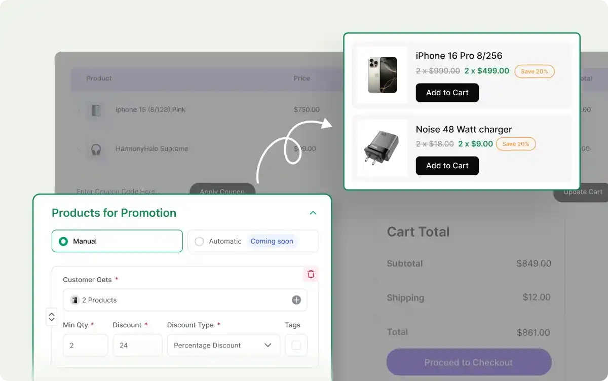 Adding offered products with discounts.