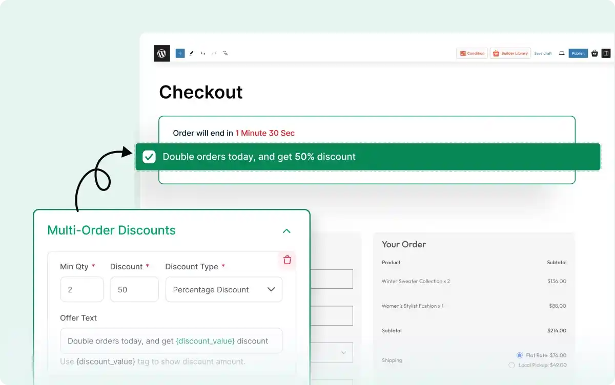 Creating discount tiers for the double order plus campaign.