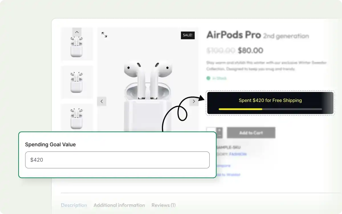 Adding a minimum spending amount to get free shipping.