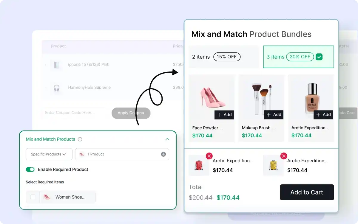 Pre Selected Products for Mix and Match.