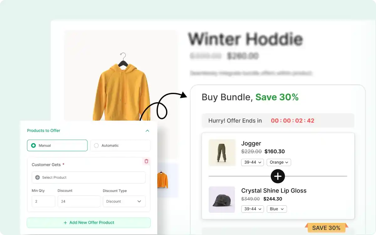 Selecting products to be included in the bundle offer.