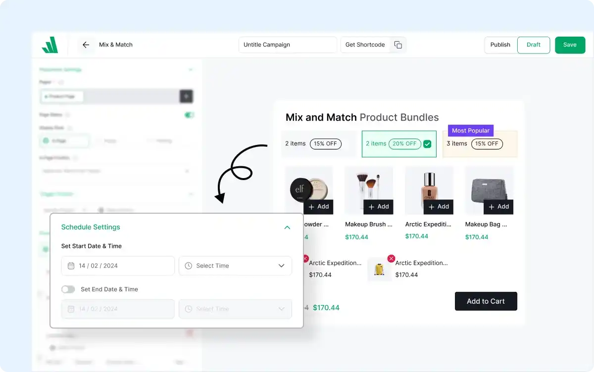 Schedule Mix and Match Product Bundle