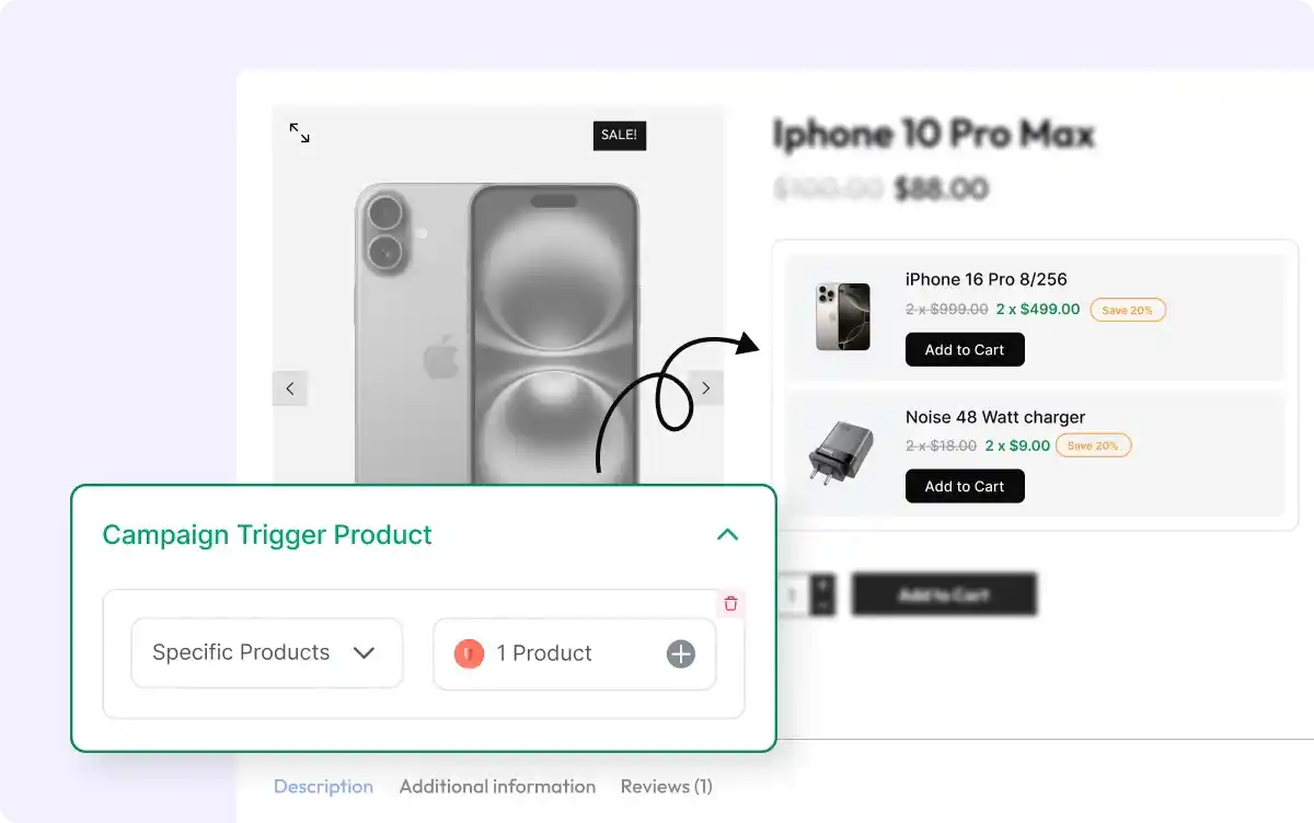 Selecting triggering products for the discount campaign.