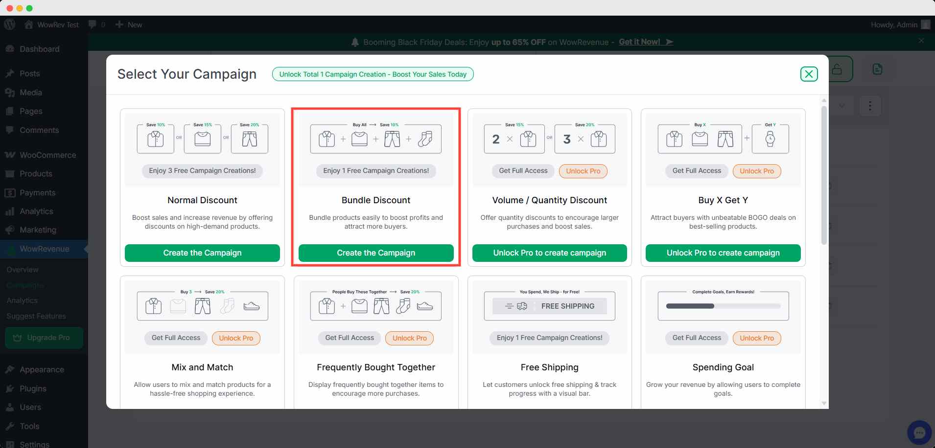 Create budndle discount campaign