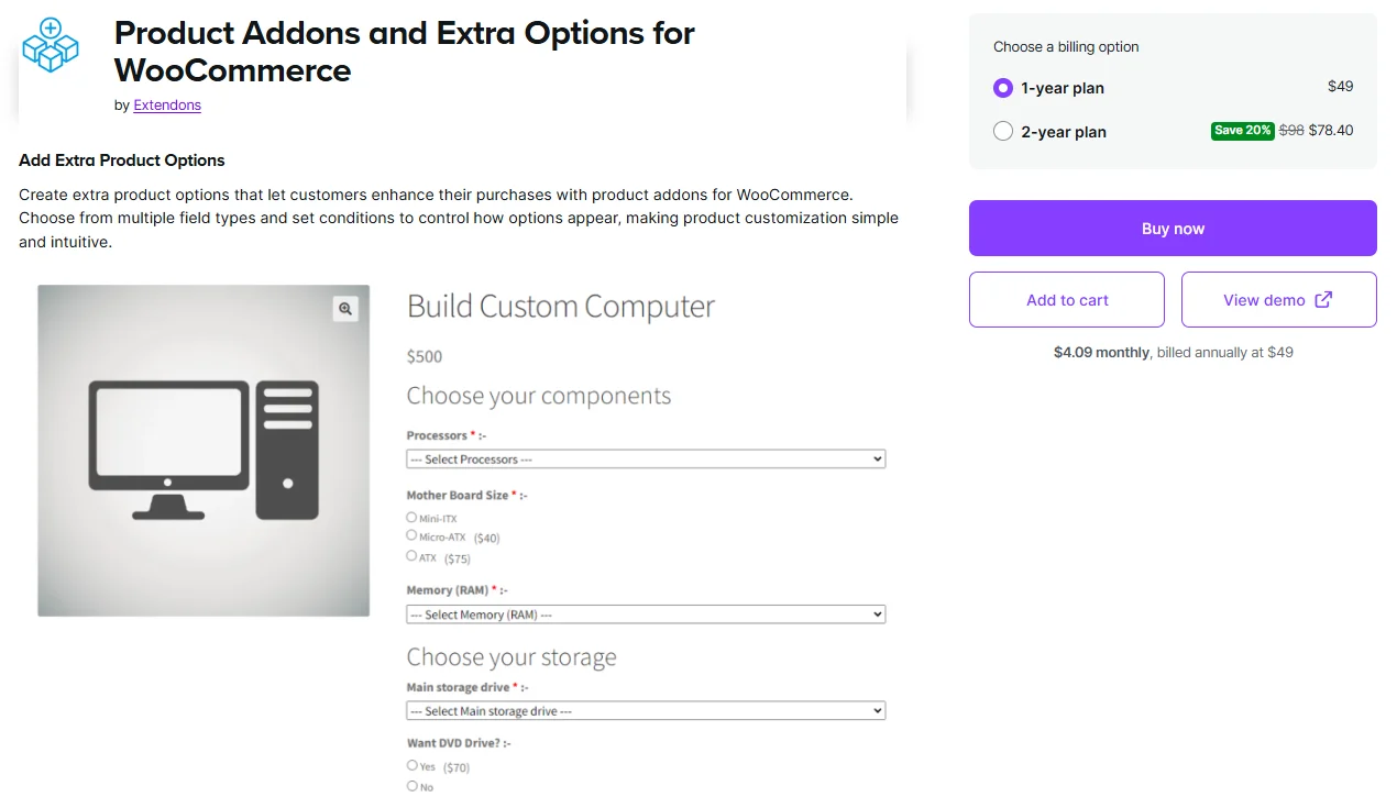 featured banner image of product addons and extra option by extendons