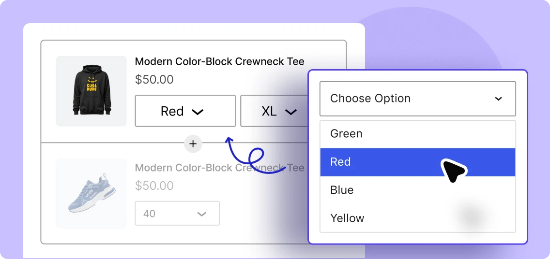 Banner showing customer choosing variations in bundles