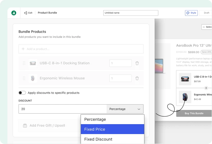 Banner showing setting up discounts for the bundles