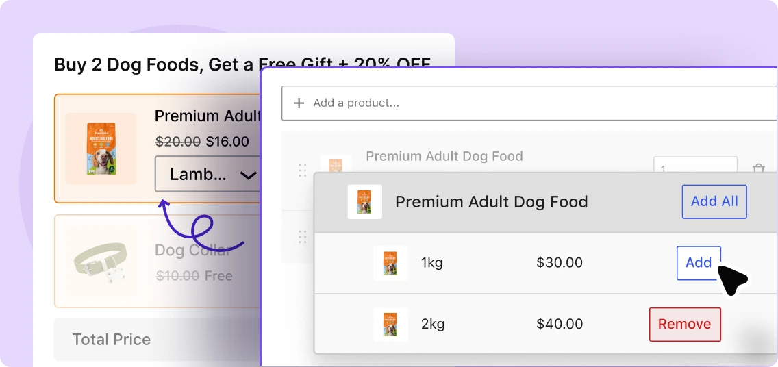 Image showing setting of variations products for buy x get y