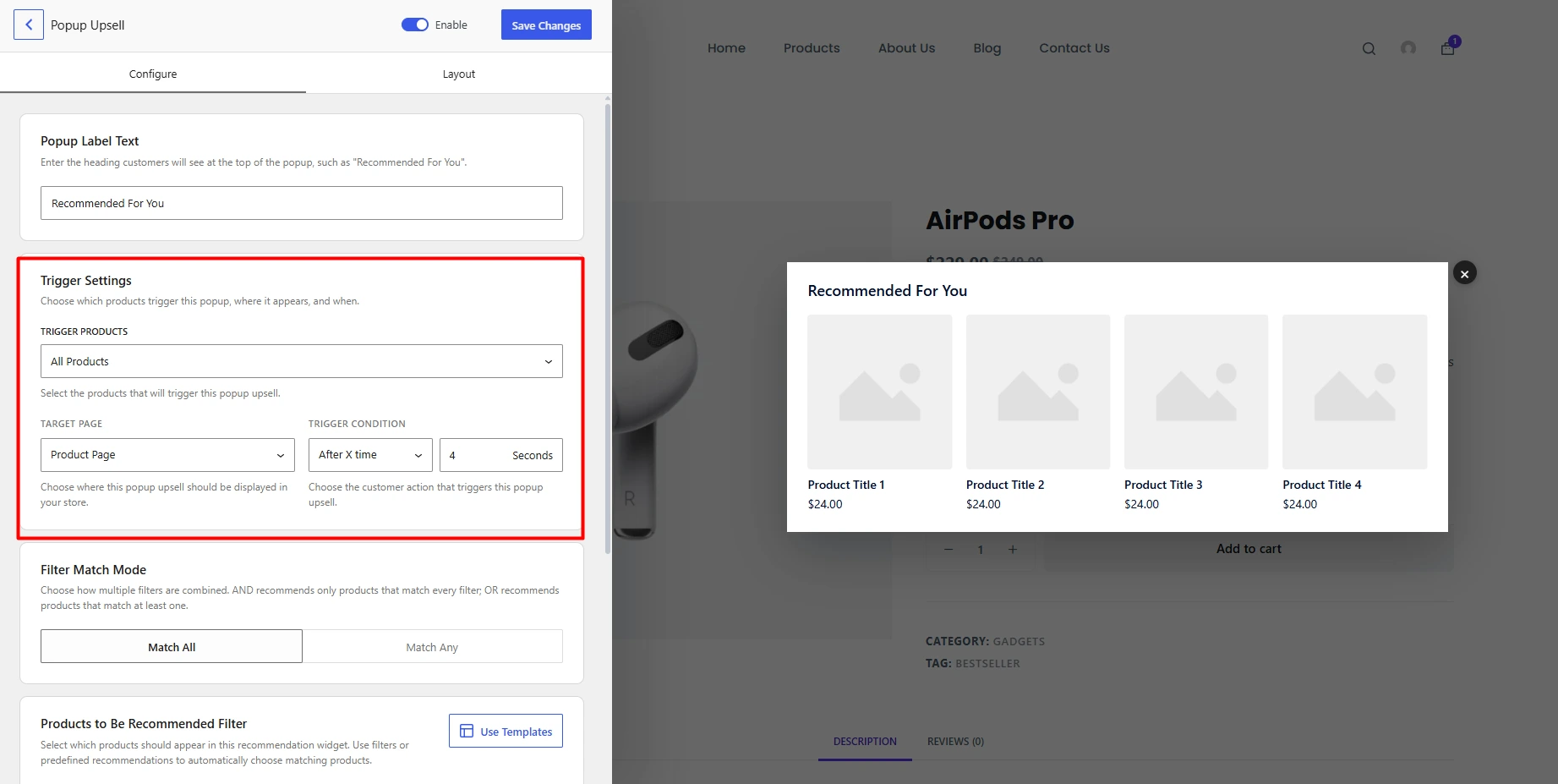 Image showing the popup upsell